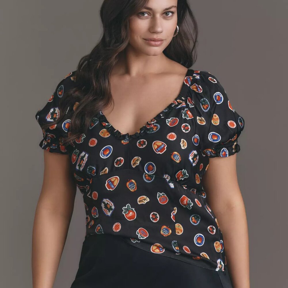 EUC Anthropologie Maeve Puff-Sleeve Popover Blouse Size 3X